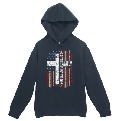 Faith Family Freedom Christian Vintage Usa Flag Urban Pullover Hoodie