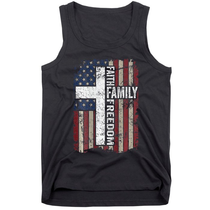 Faith Family Freedom Christian Vintage Usa Flag Tank Top