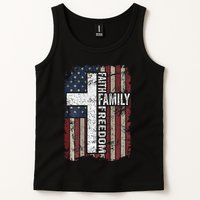 Faith Family Freedom Christian Vintage Usa Flag Tank Top