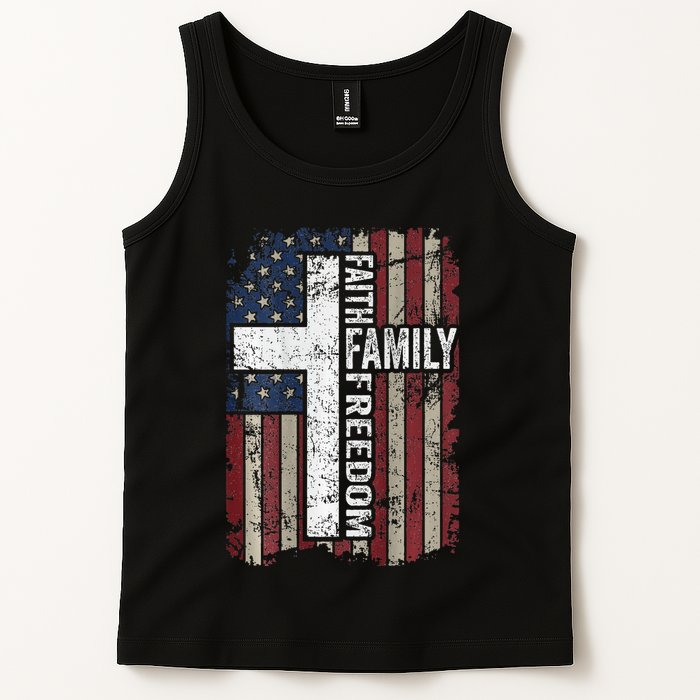Faith Family Freedom Christian Vintage Usa Flag Tank Top
