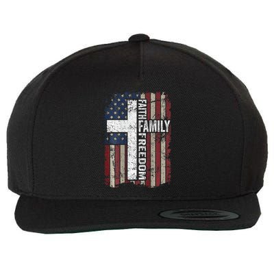 Faith Family Freedom Christian Vintage Usa Flag Wool Snapback Cap