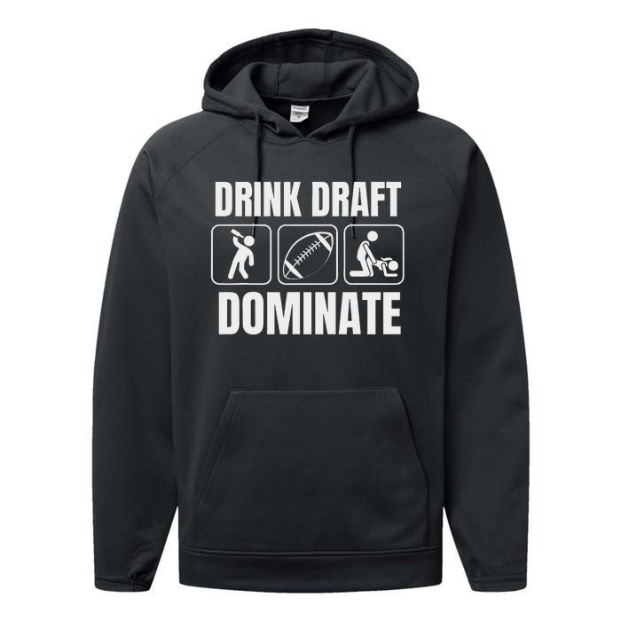 Funny Fantasy Football Drink Draft Dominate Performance Fleece Hoodie