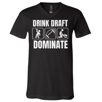 Funny Fantasy Football Drink Draft Dominate V-Neck T-Shirt