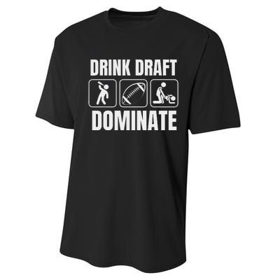 Funny Fantasy Football Drink Draft Dominate Performance Sprint T-Shirt