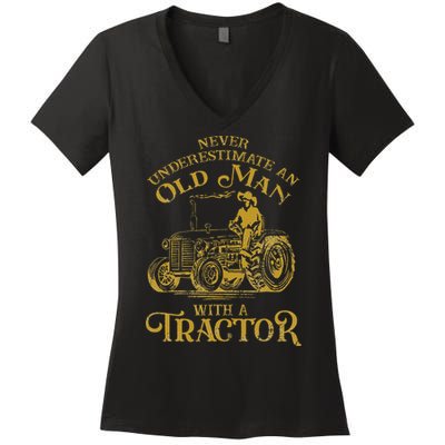 Funny Farmer Farm Tractor Farming Truck Lovers Humor Outfit Women's V-Neck T-Shirt