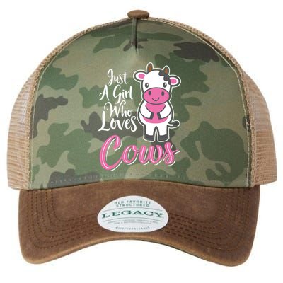 Funny Farming Farm Just A Girl Who Loves Cows Gift Legacy Tie Dye Trucker Hat