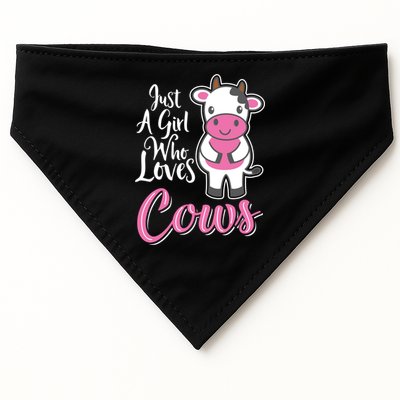 Funny Farming Farm Just A Girl Who Loves Cows Gift USA-Made Doggie Bandana