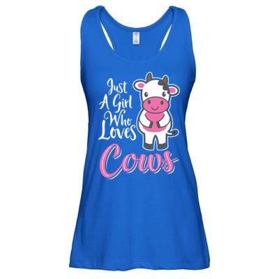Funny Farming Farm Just A Girl Who Loves Cows Gift Ladies Essential Flowy Tank