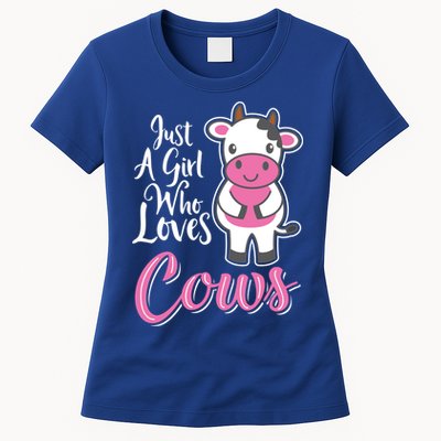 Funny Farming Farm Just A Girl Who Loves Cows Gift Womens T-Shirt
