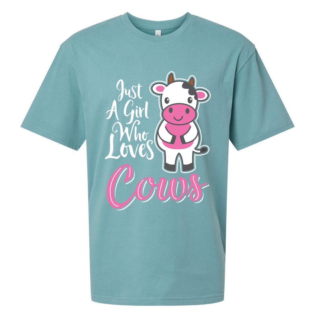 Funny Farming Farm Just A Girl Who Loves Cows Gift Sueded Cloud Jersey T-Shirt