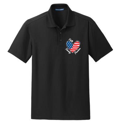 Faith Family Freedom 4th Of July Patriotic Dry Zone Grid Polo