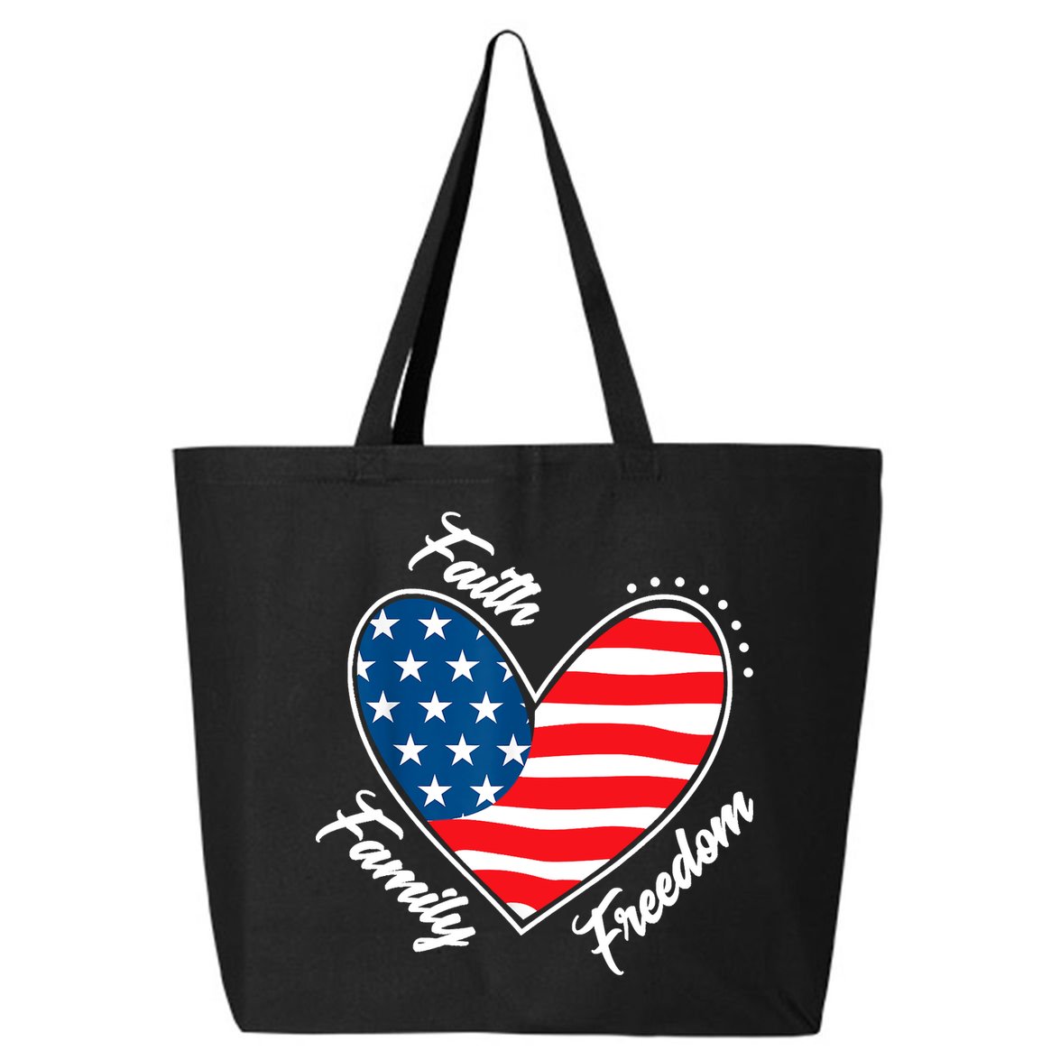 Faith Family Freedom 4th Of July Patriotic 25L Jumbo Tote