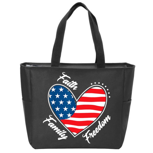 Faith Family Freedom 4th Of July Patriotic Zip Tote Bag