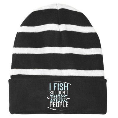 Fishing Funny Fishing Fishing Lover Gift Striped Beanie with Solid Band