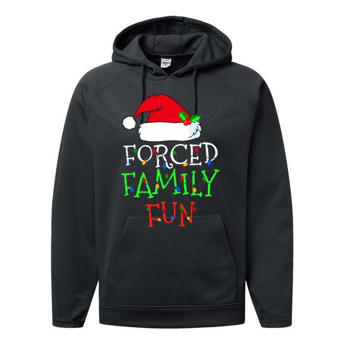 Forced Family Fun Sarcastic Christmas Pajama Family Funny Performance Fleece Hoodie