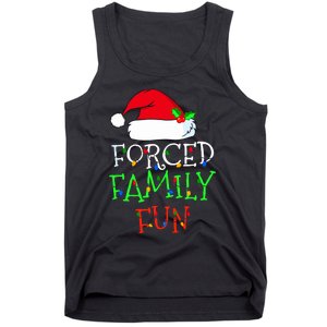 Forced Family Fun Sarcastic Christmas Pajama Family Funny Tank Top