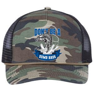 Funny Fly Fishing DonT Be A Dumb Bass Retro Rope Trucker Hat Cap