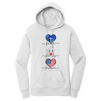 Faith Family Freedom Hearts  4th of July Patriotic Flag  Women's Pullover Hoodie