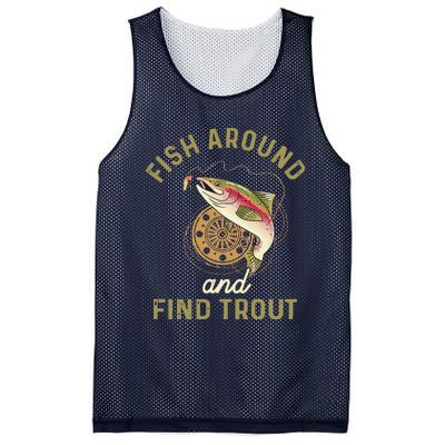 Funny Fishing Fish Around And Find Trout Mesh Reversible Basketball Jersey Tank