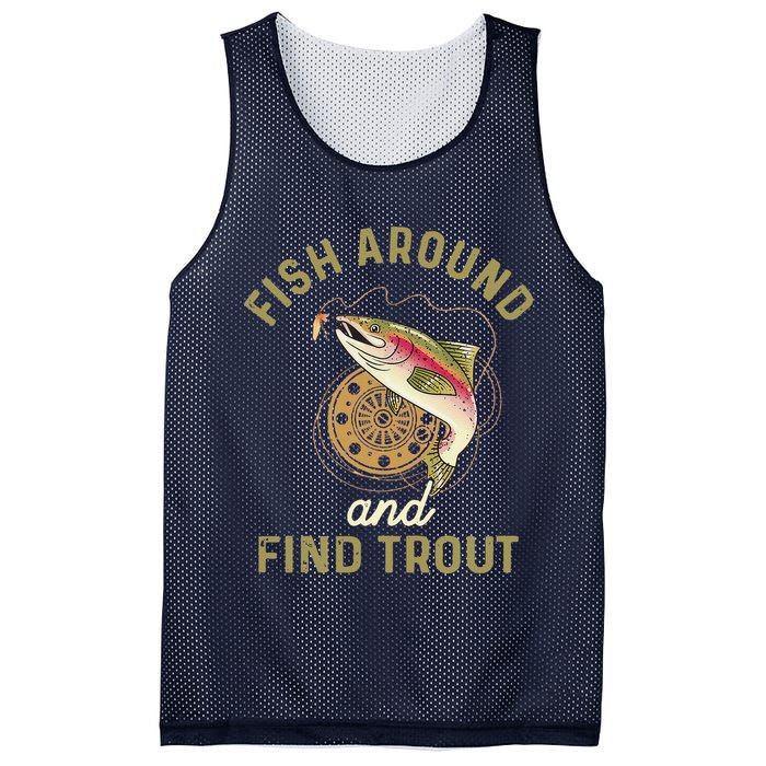 Funny Fishing Fish Around And Find Trout Mesh Reversible Basketball Jersey Tank