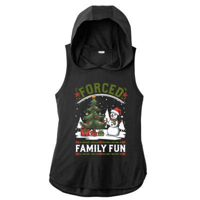 Forced Family Fun Sarcastic Christmas Funny Ladies PosiCharge Tri-Blend Wicking Draft Hoodie Tank