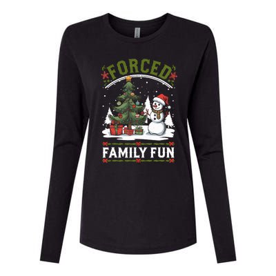 Forced Family Fun Sarcastic Christmas Funny Womens Cotton Relaxed Long Sleeve T-Shirt