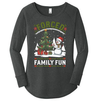 Forced Family Fun Sarcastic Christmas Funny Women's Perfect Tri Tunic Long Sleeve Shirt