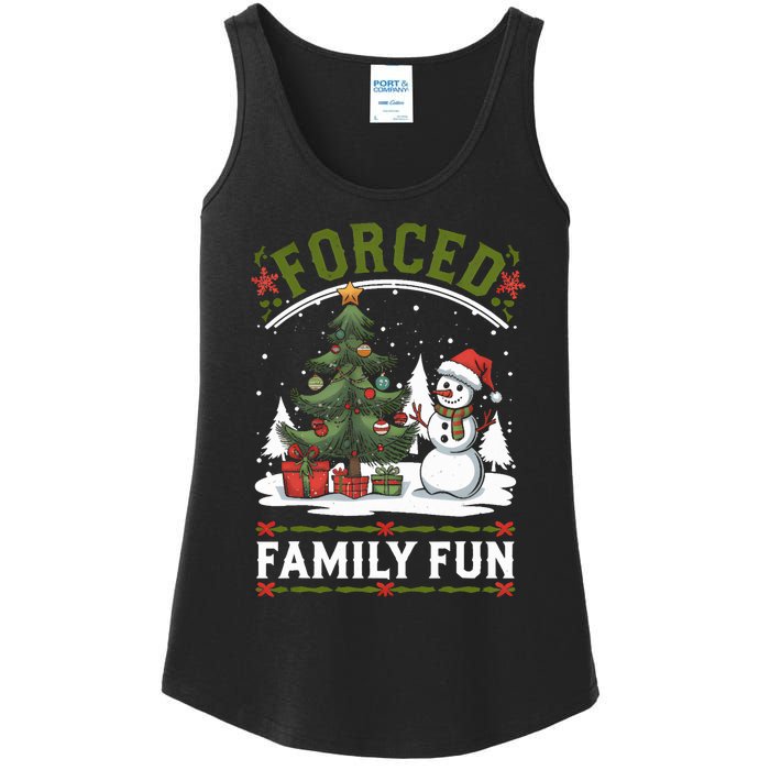 Forced Family Fun Sarcastic Christmas Funny Ladies Essential Tank