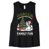 Forced Family Fun Sarcastic Christmas Funny Women's Racerback Cropped Tank