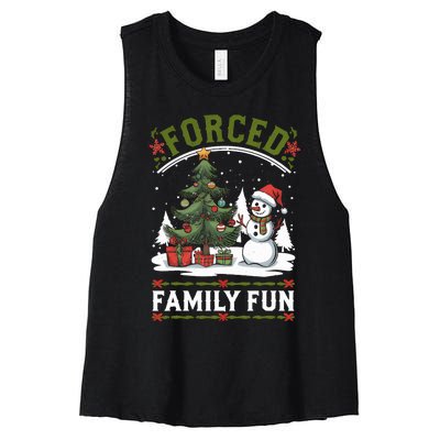 Forced Family Fun Sarcastic Christmas Funny Women's Racerback Cropped Tank