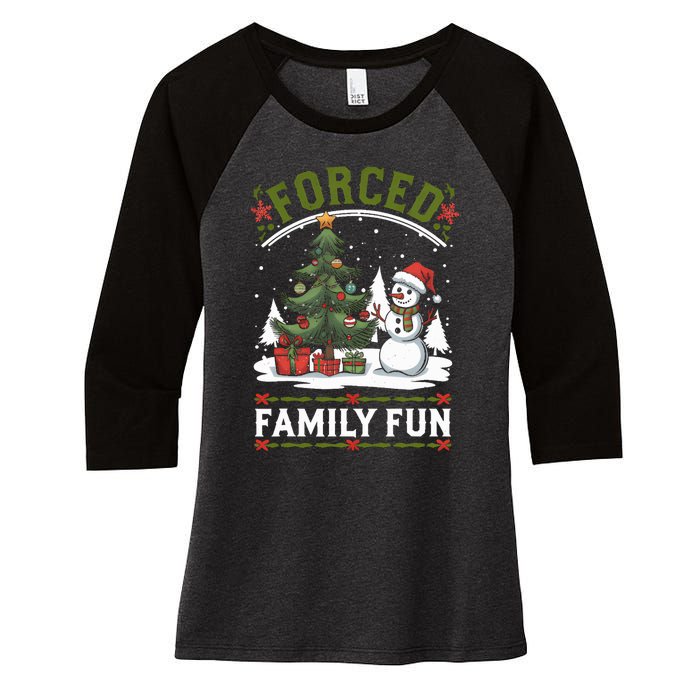 Forced Family Fun Sarcastic Christmas Funny Women's Tri-Blend 3/4-Sleeve Raglan Shirt