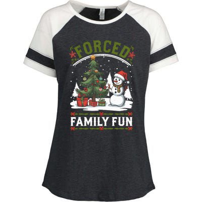 Forced Family Fun Sarcastic Christmas Funny Enza Ladies Jersey Colorblock Tee