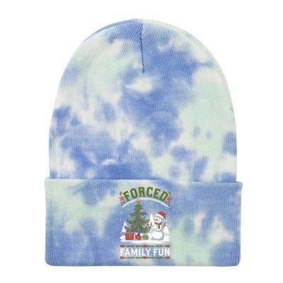 Forced Family Fun Sarcastic Christmas Funny Tie Dye 12in Knit Beanie