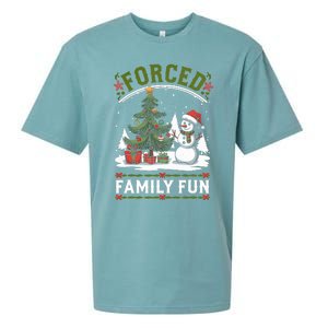 Forced Family Fun Sarcastic Christmas Funny Sueded Cloud Jersey T-Shirt