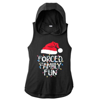 Forced Family Fun Sarcastic Christmas Funny Ladies PosiCharge Tri-Blend Wicking Draft Hoodie Tank