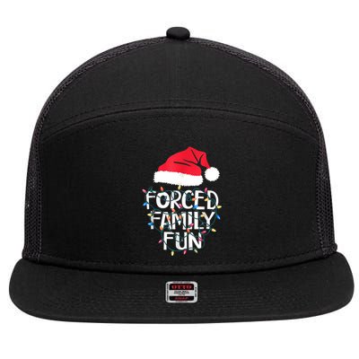 Forced Family Fun Sarcastic Christmas Funny 7 Panel Mesh Trucker Snapback Hat