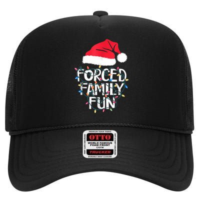 Forced Family Fun Sarcastic Christmas Funny High Crown Mesh Back Trucker Hat