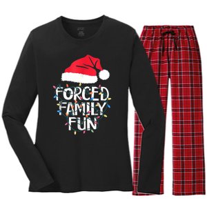 Forced Family Fun Sarcastic Christmas Funny Women's Long Sleeve Flannel Pajama Set 