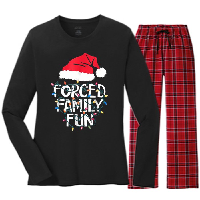 Forced Family Fun Sarcastic Christmas Funny Women's Long Sleeve Flannel Pajama Set 