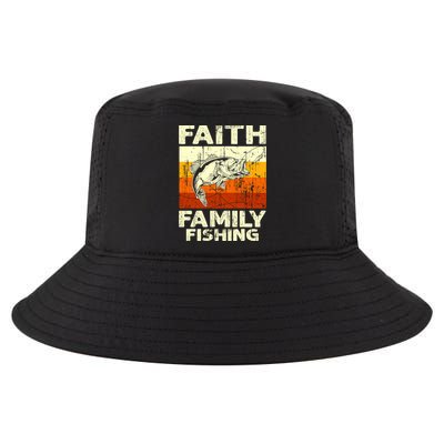Faith Family Fishing Quotes Vintage Fishing Cool Gift Cool Comfort Performance Bucket Hat