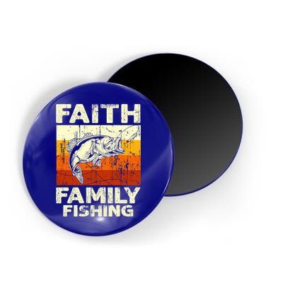 Faith Family Fishing Quotes Vintage Fishing Cool Gift Magnet