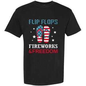 Flip Flops Fireworks And Freedom 4th Of July Garment-Dyed Heavyweight T-Shirt