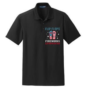 Flip Flops Fireworks And Freedom 4th Of July Dry Zone Grid Polo