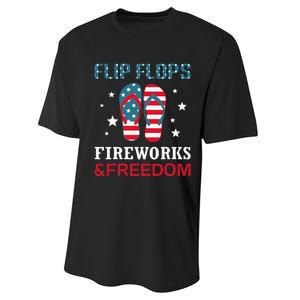 Flip Flops Fireworks And Freedom 4th Of July Performance Sprint T-Shirt