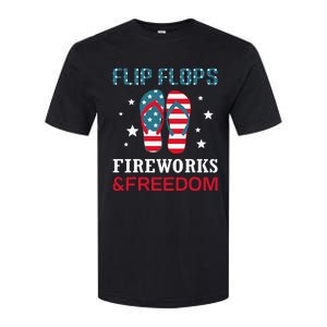 Flip Flops Fireworks And Freedom 4th Of July Softstyle CVC T-Shirt