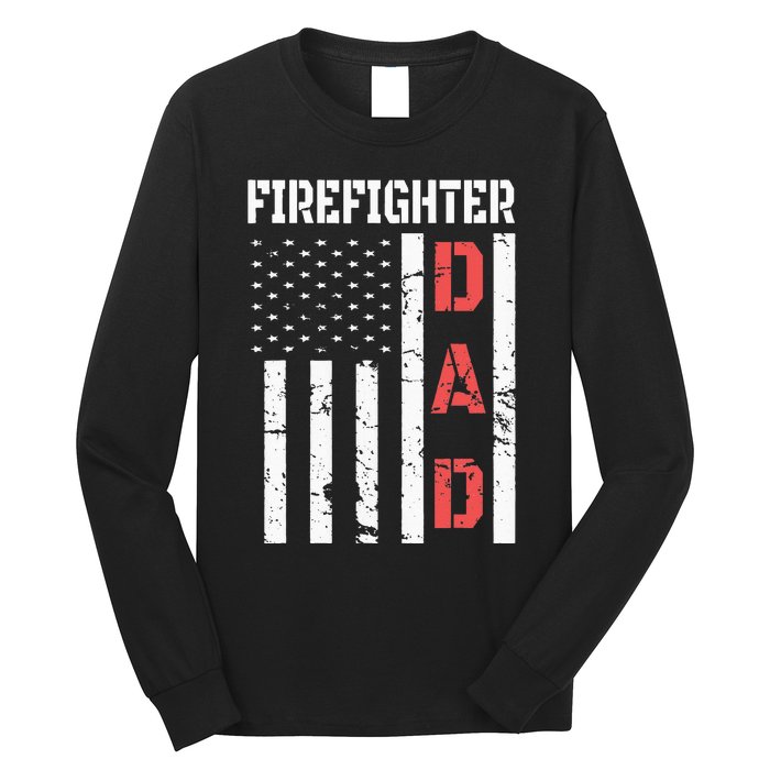 Firefighter Flag Fathers Day 2018 Dad Gifts Long Sleeve Shirt