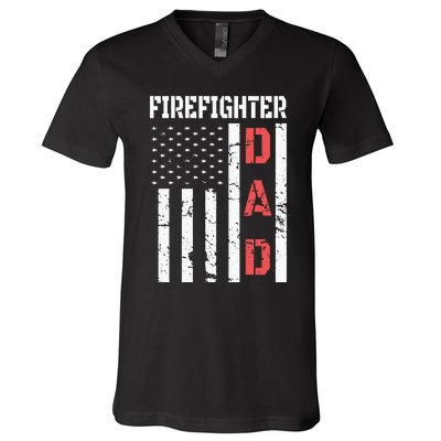 Firefighter Flag Fathers Day 2018 Dad Gifts V-Neck T-Shirt