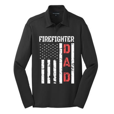 Firefighter Flag Fathers Day 2018 Dad Gifts Silk Touch Performance Long Sleeve Polo