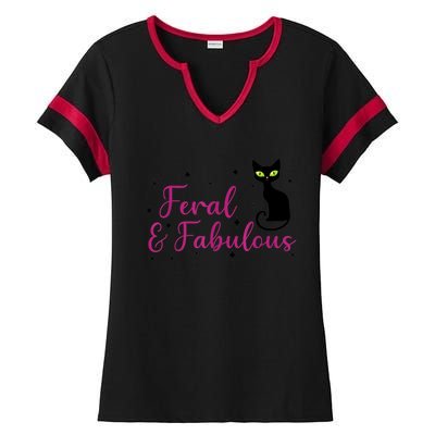 Feral & Fabulous Funny Ladies Halftime Notch Neck Tee