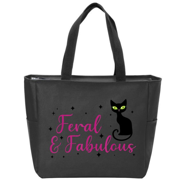 Feral & Fabulous Funny Zip Tote Bag